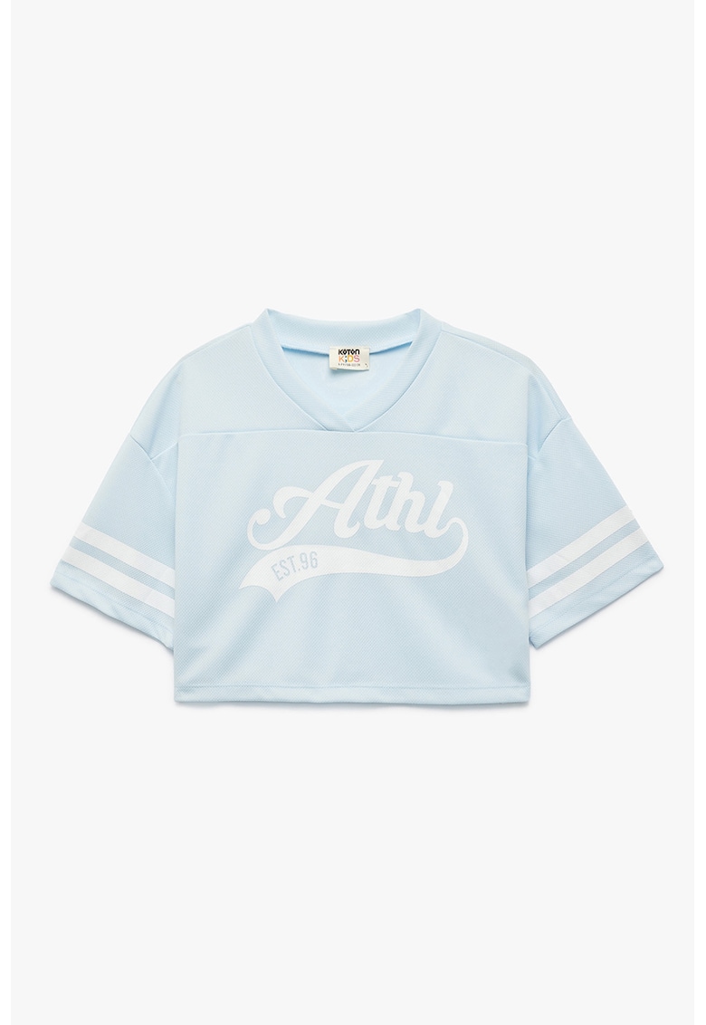 Tricou cu decolteu in V si imprimeu text