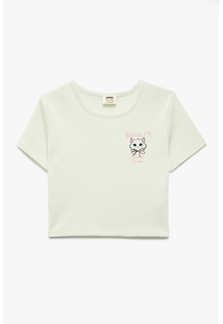 Tricou crop cu detaliu grafic