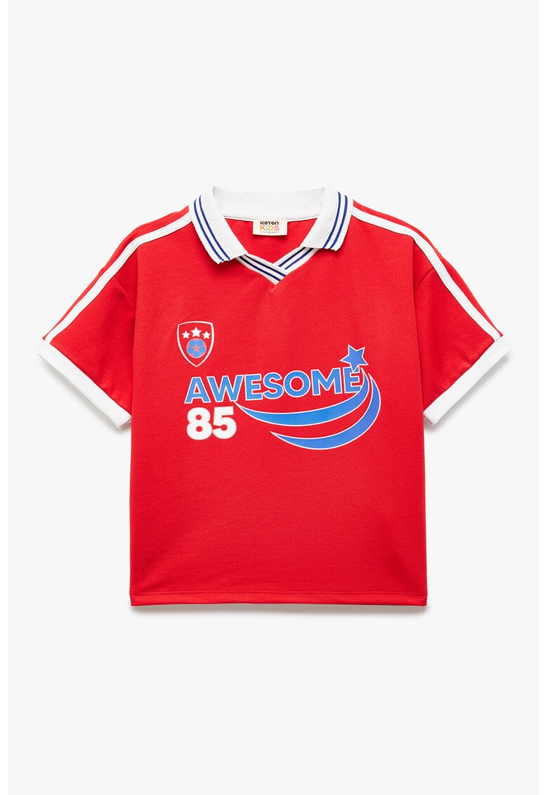 Tricou polo cu imprimeu - Rosu/Alb