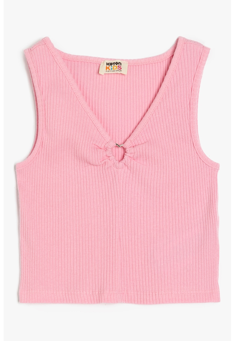 Top crop cu decolteu in V - Roz