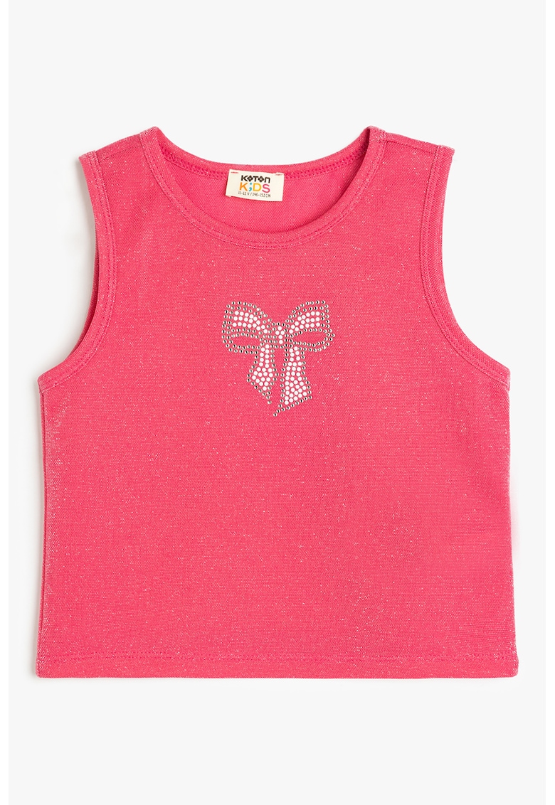 Top cu decolteu rotund si insertii stralucitoare