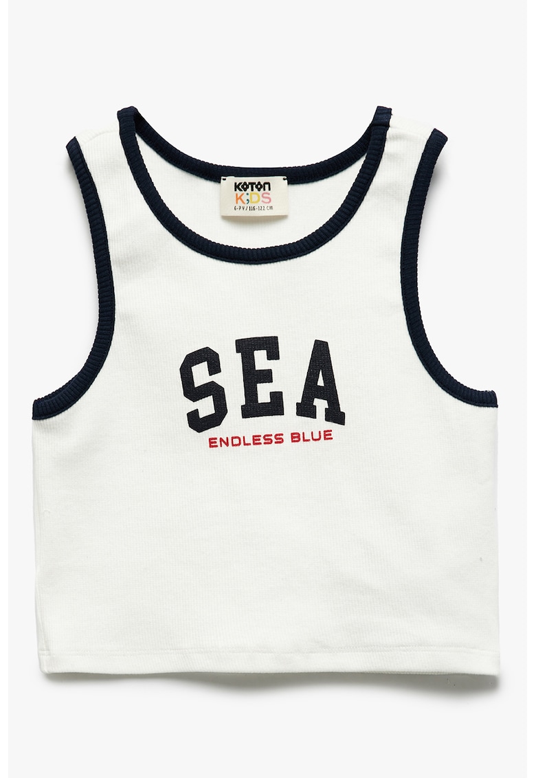 Top crop cu imprimeu text Top crop cu imprimeu text