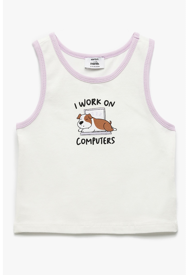 Top cu imprimeu grafic - Lila/Alb murdar