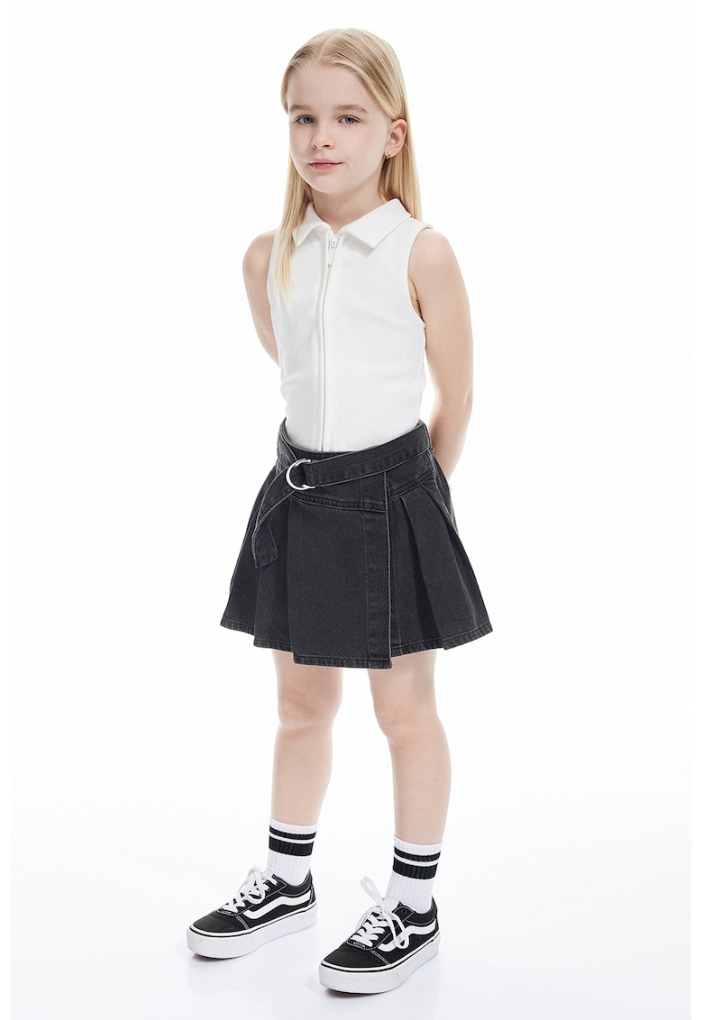 Top slim fit cu fermoar - Alb optic