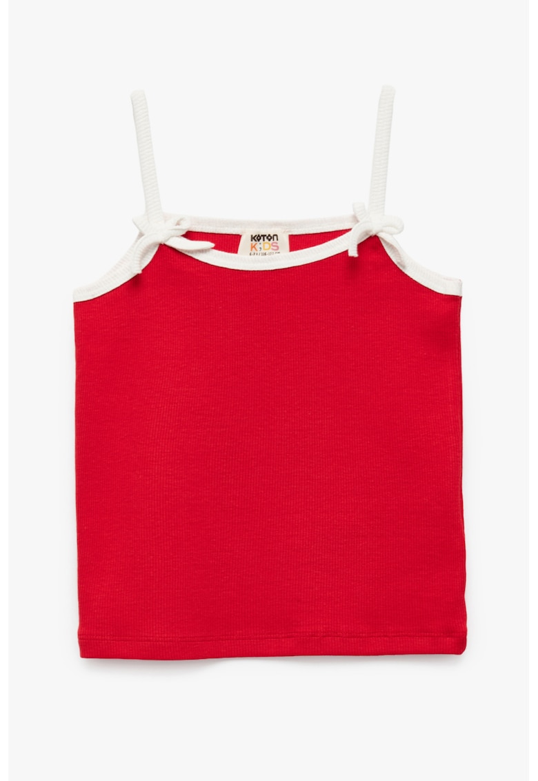 Top cu detalii contrastante - Rosu/Alb murdar