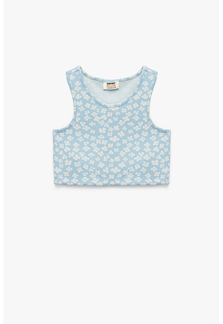 Top cu imprimeu floral - Albastru pastel/Alb murdar