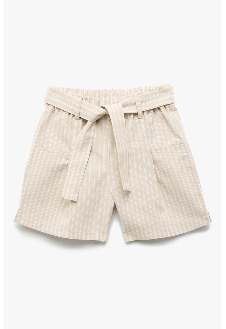 Pantaloni scurti cu cordon asortat - Alb fildes/Bej deschis