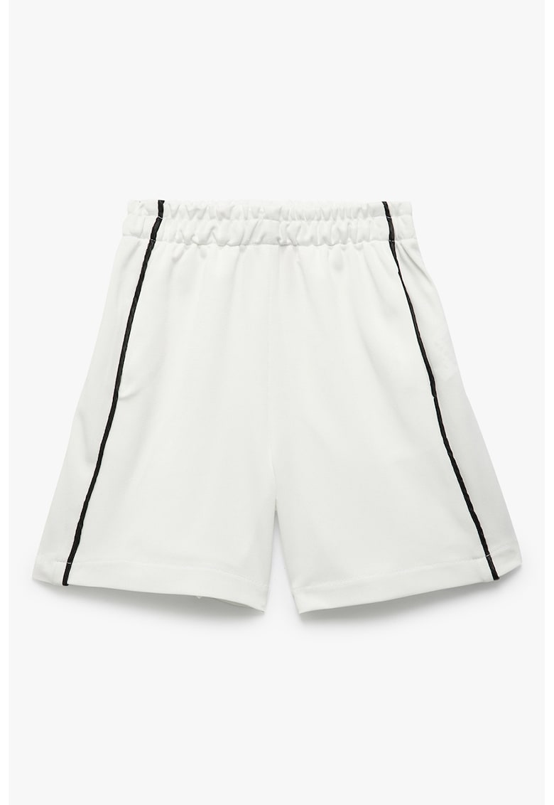 Pantaloni scurti cu talie elastica - Alb/Negru