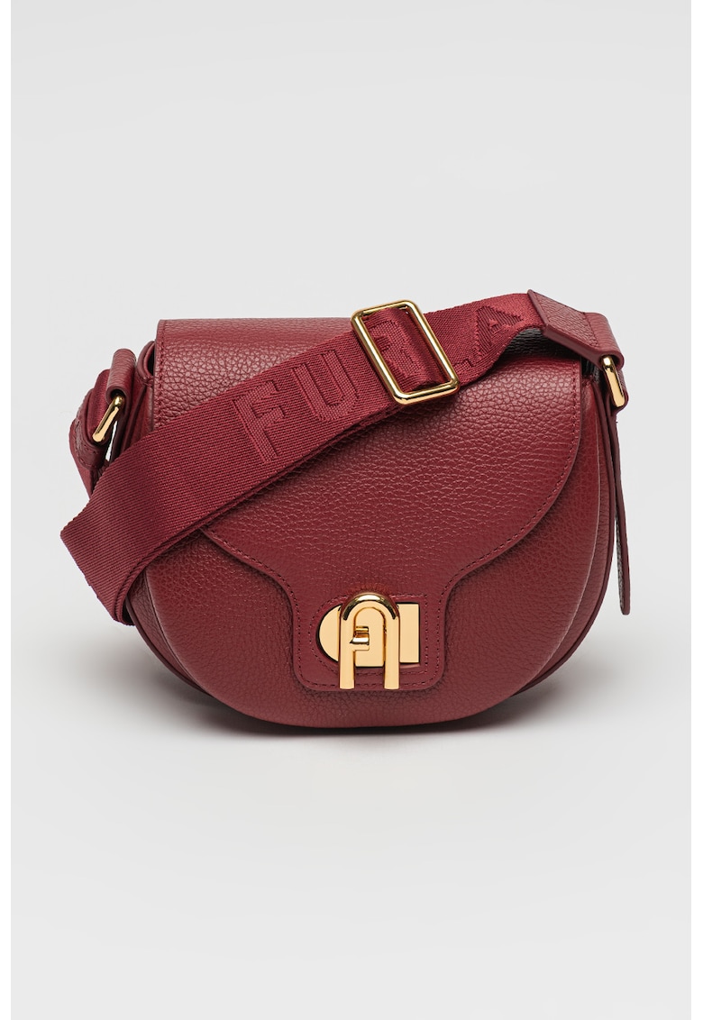 Geanta crossbody din piele cu bareta cu model logo Lotus
