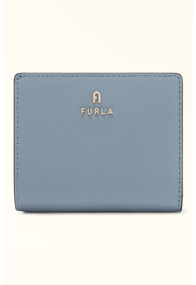 Portofel mic de piele cu aplicatie logo metalica Camelia