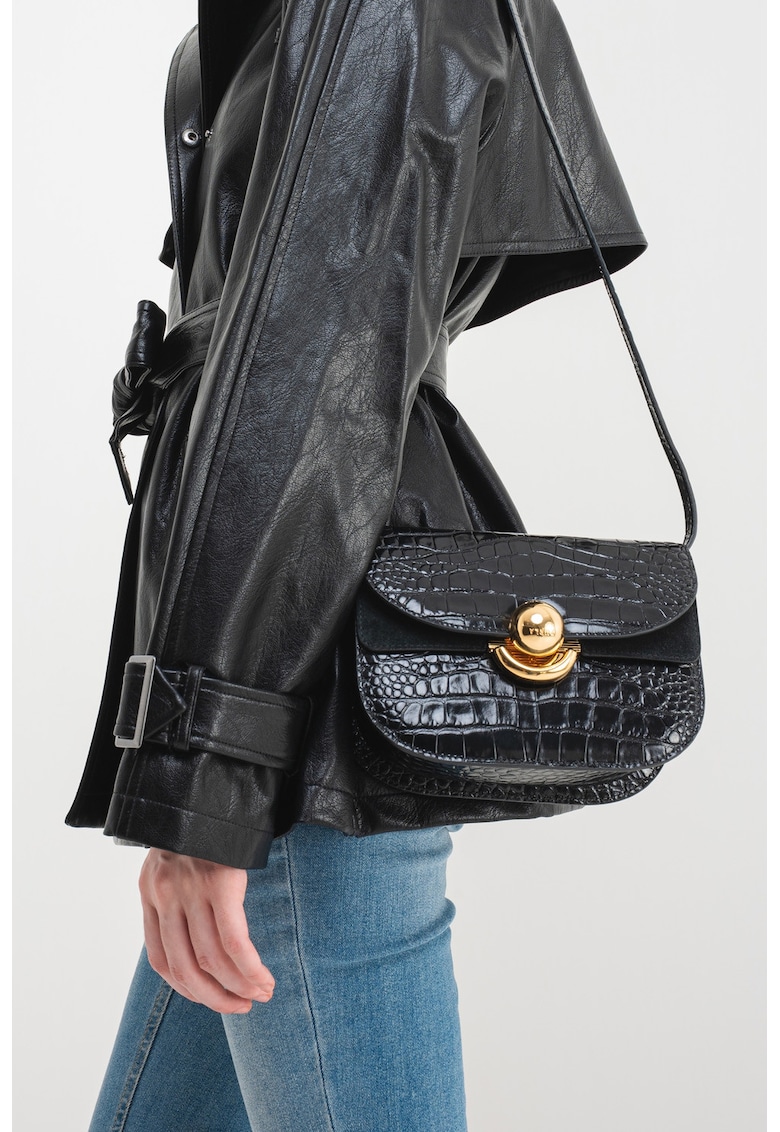 Geanta crossbody din piele cu aspect de piele de crocodil Sfera