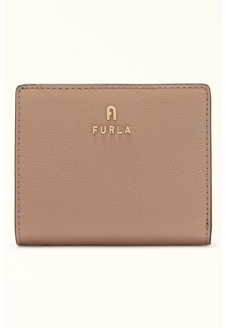 Portofel mic de piele cu aplicatie logo metalica Camelia