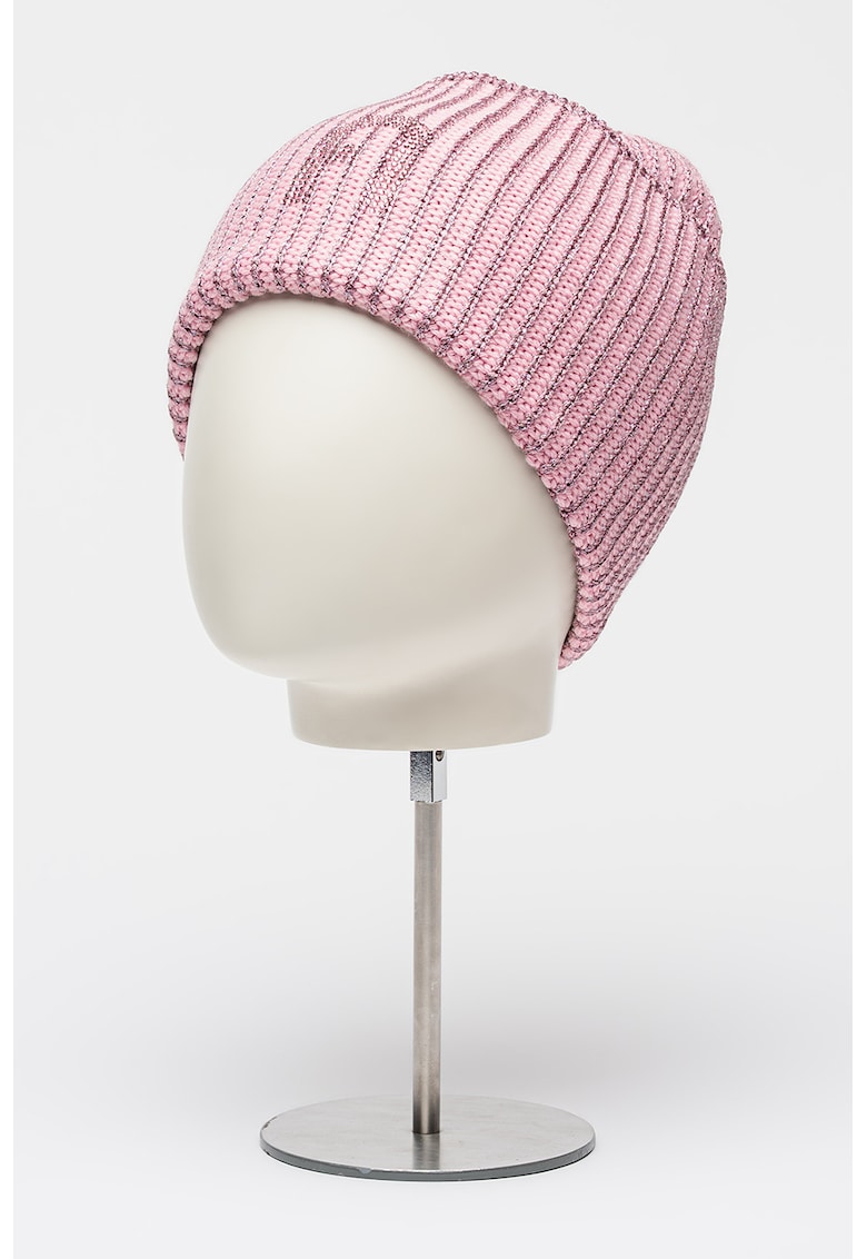 Caciula elastica din amestec de lana cu aplicatie cu strasuri Delizia