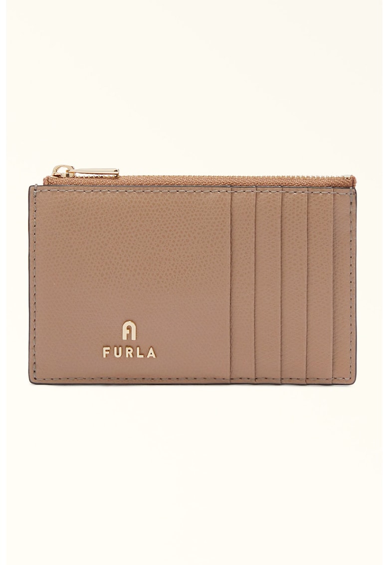 Portcart din piele cu fermoar Camelia