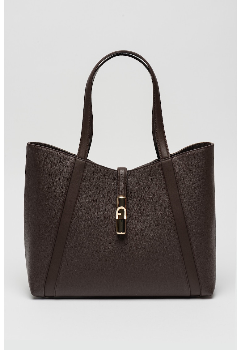 Geanta tote de piele Goccia - Maro inchis