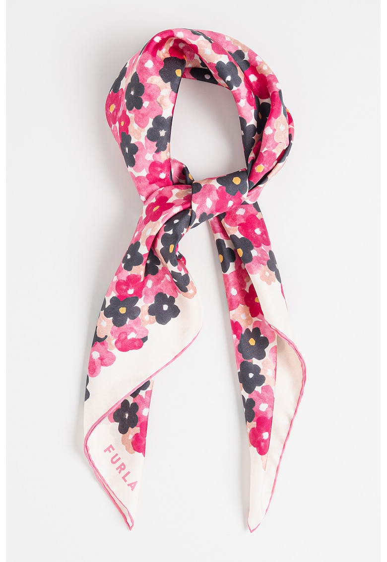 Esarfa din matase cu imprimeu floral Tortona