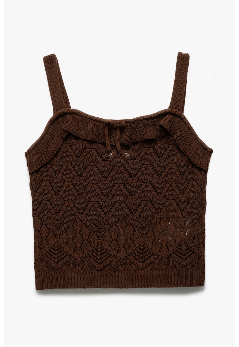 Top crop cu decolteu patrat - Maro inchis