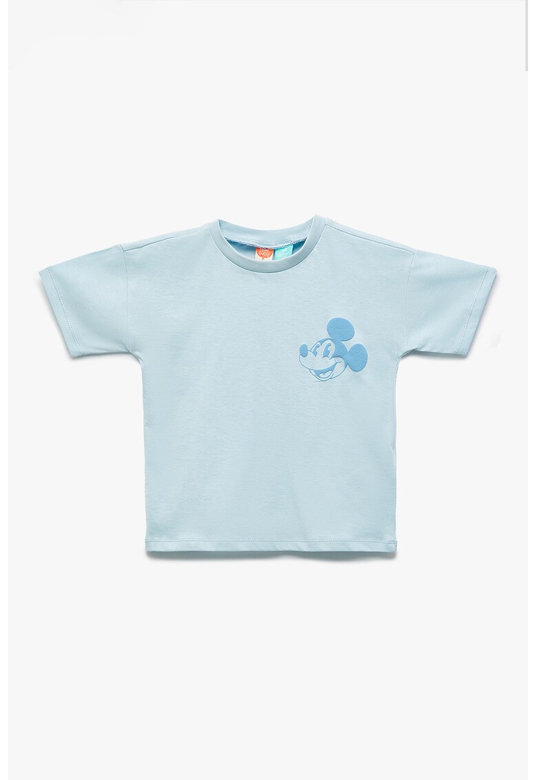 Tricou de bumbac cu decolteu la baza gatului - Albastru pastel
