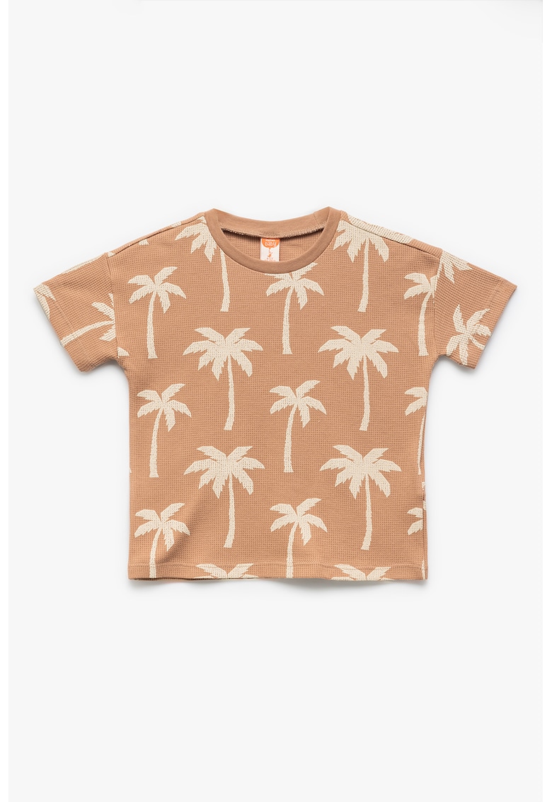 Tricou cu model tropical - Bej/Portocaliu persan