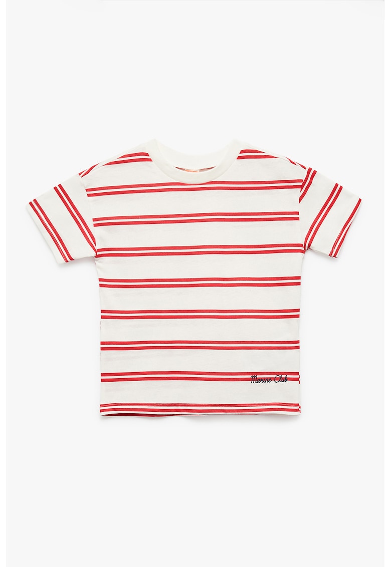 Tricou cu decolteu la baza gatului si dungi