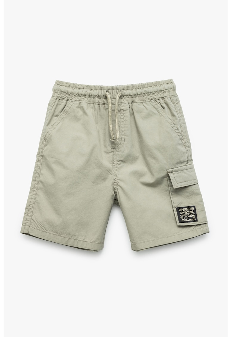 Pantaloni scurti de bumbac cu snur - Gri cenusiu