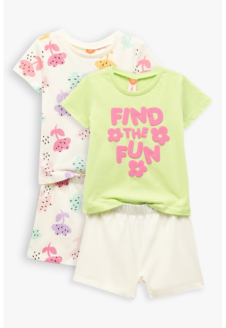 Set de tricouri si pantaloni scurti cu imprimeu - 4 piese - Multicolor