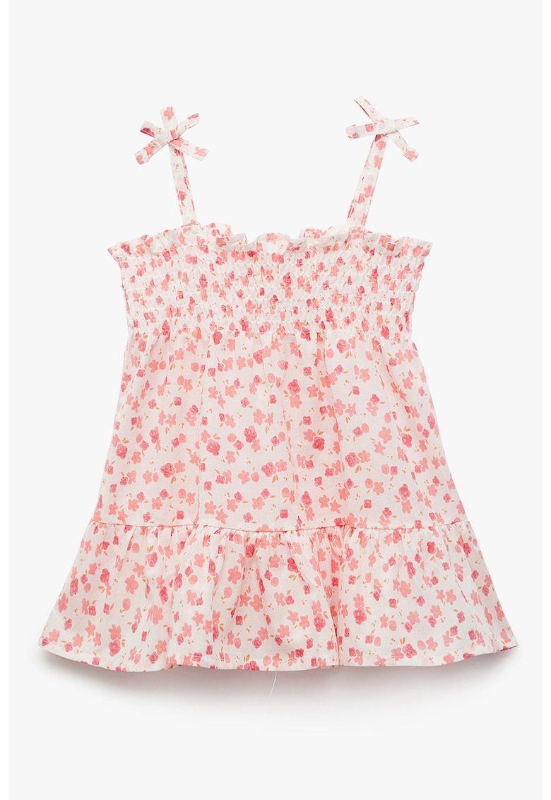 Rochie evazata cu model floral - Rosu/Alb murdar