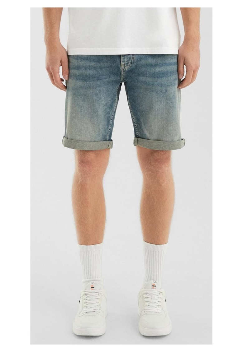 Q/S by s.Oliver Pantaloni scurti de blug barbati - John cu talie medie - Regular Fit - aspect decolorat