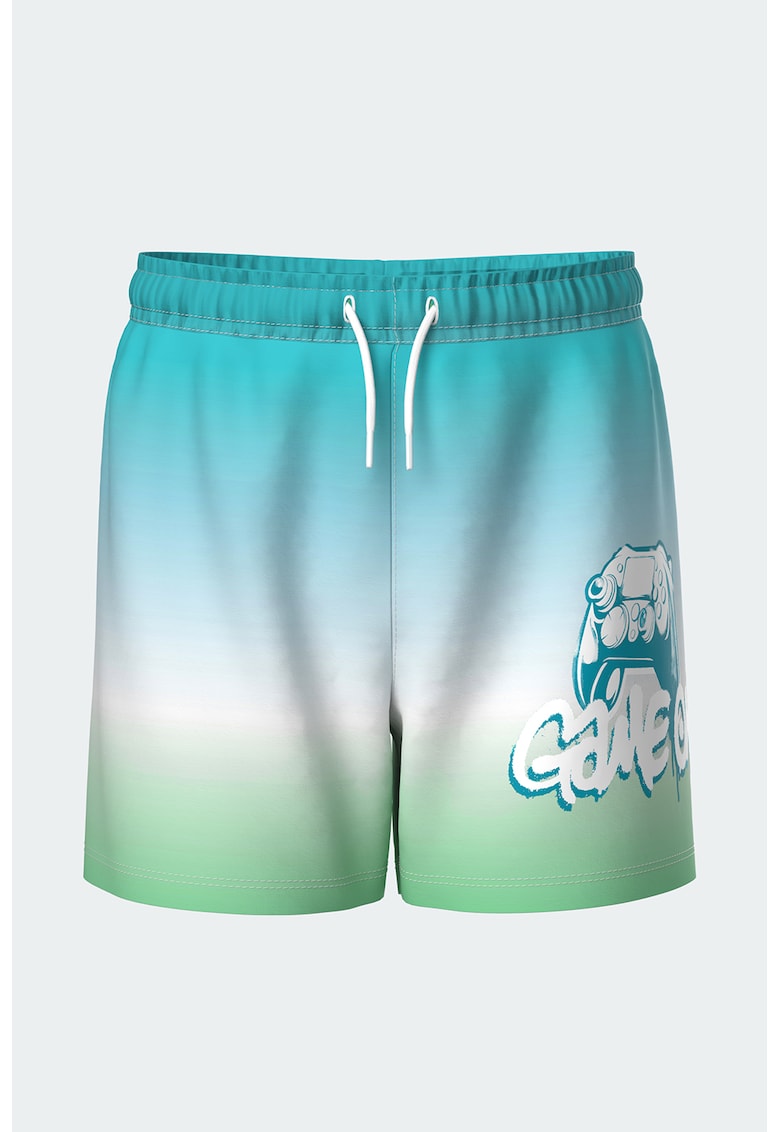 Pantaloni scurti de baie cu imprimeu tie-dye si snur