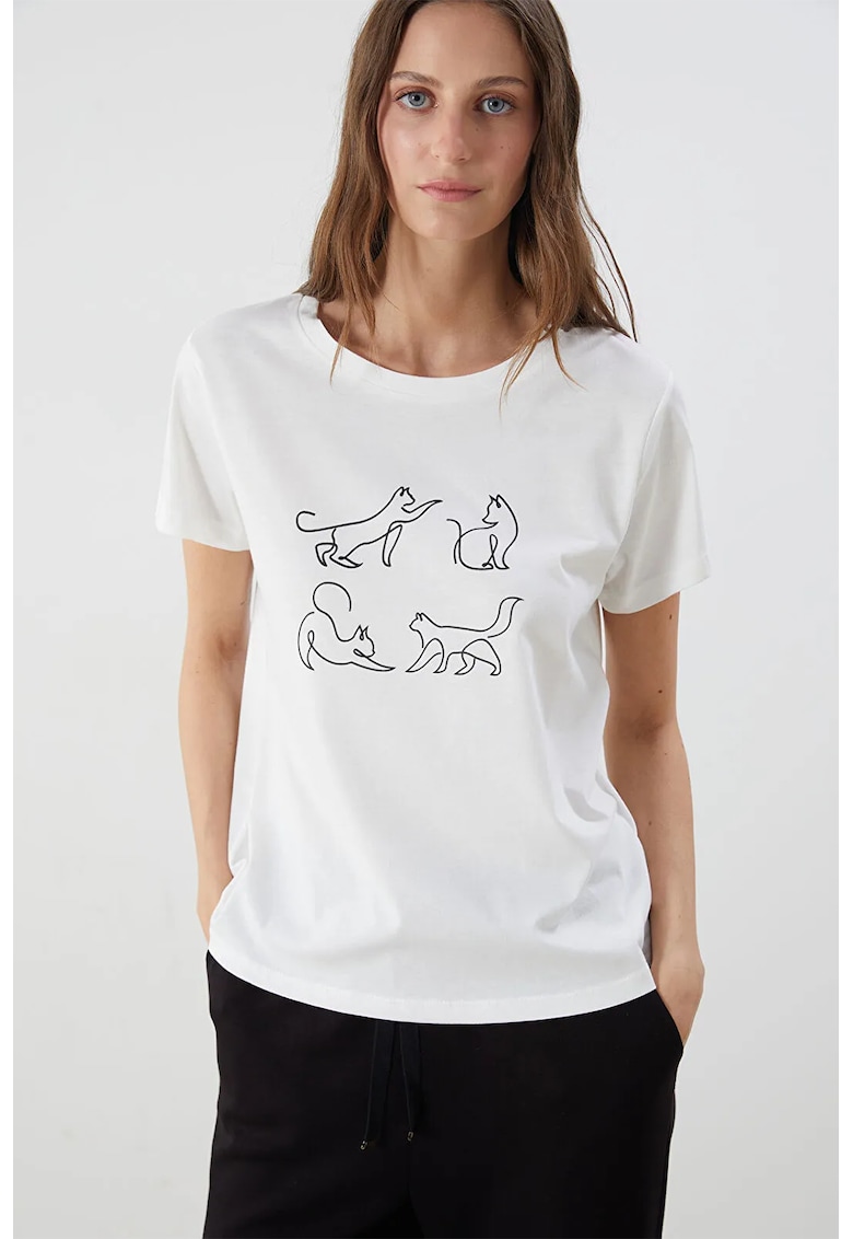 Tricou de bumbac cu imprimeu - Alb