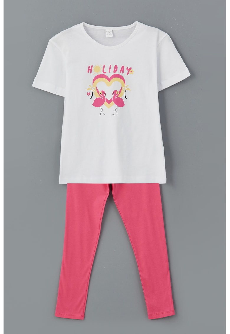 Set de colanti cu talie elastica si tricou - 2 piese