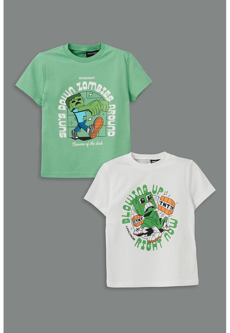 Set de tricouri din bumbac cu imprimeu - 2 piese