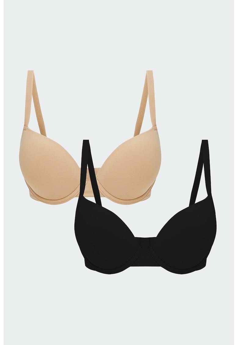 Set de sutiene cu burete - model uni si bretele ajustabile - 2 piese