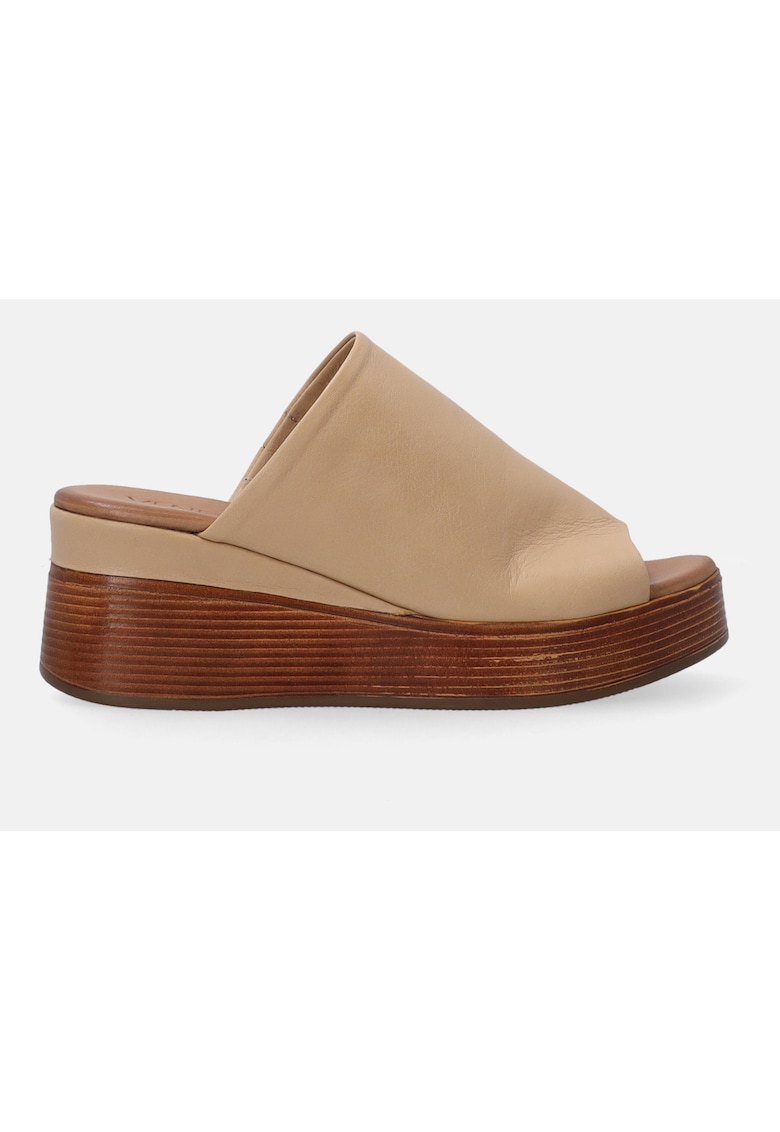 Papuci wedge de piele Papuci wedge de piele