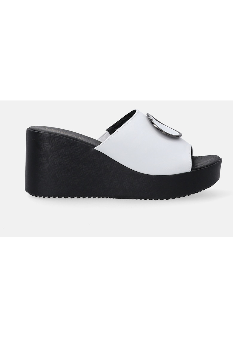 Papuci din piele naturala cu talpa wedge Papuci din piele naturala cu talpa wedge