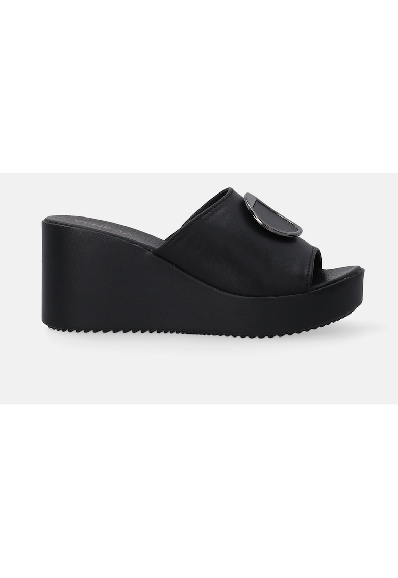 Papuci din piele cu talpa wedge