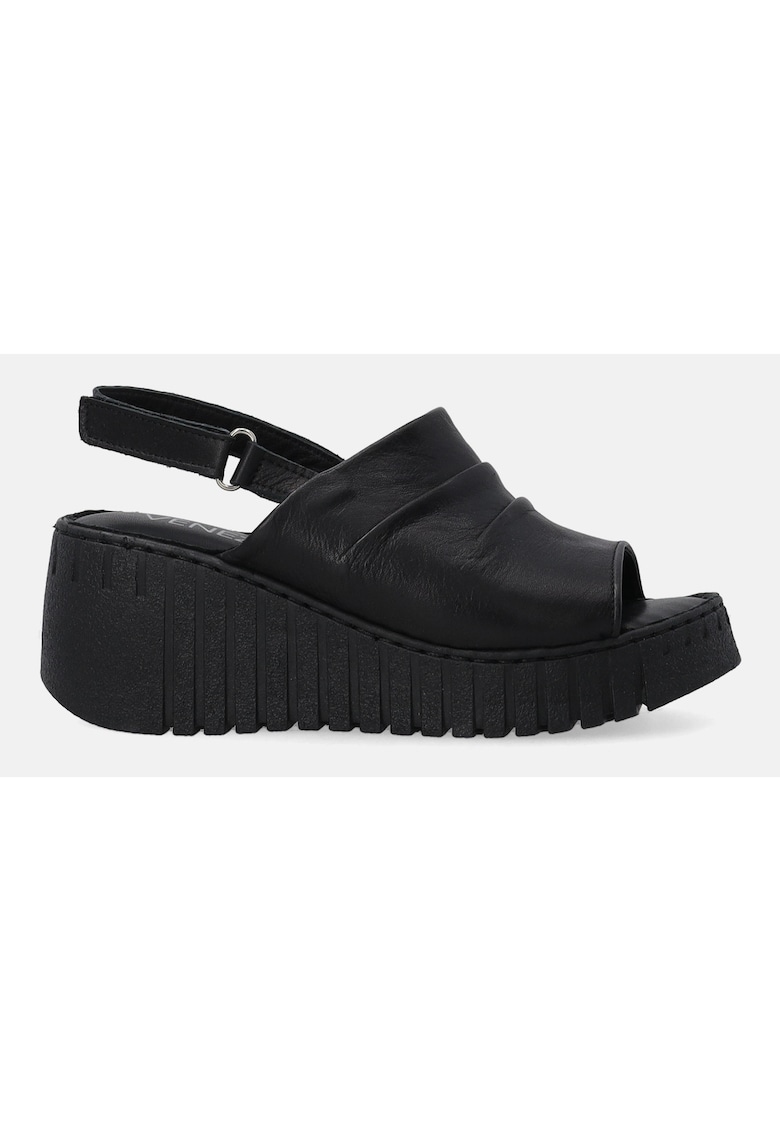 Sandale wedge din piele naturala cu velcro Sandale wedge din piele naturala cu velcro