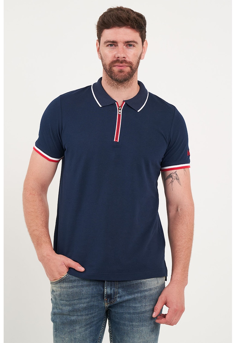 Tricou polo cu fermoar scurt