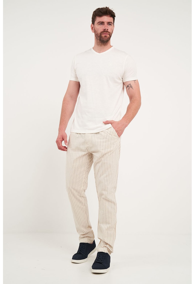 Pantaloni din bumbac cu model in dungi