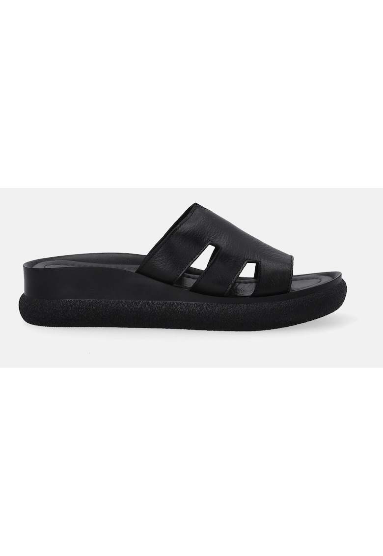 Papuci din piele naturala wedge