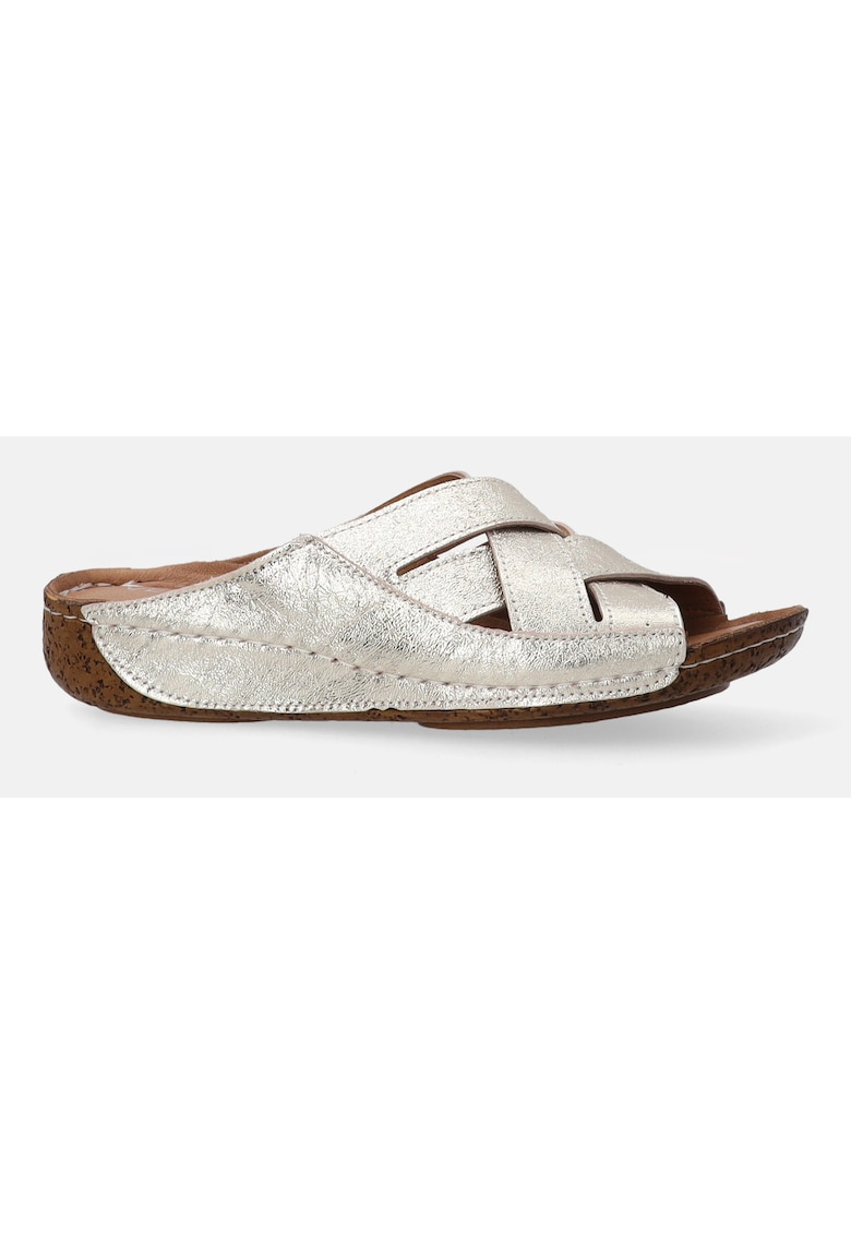Papuci de piele wedge impletiti