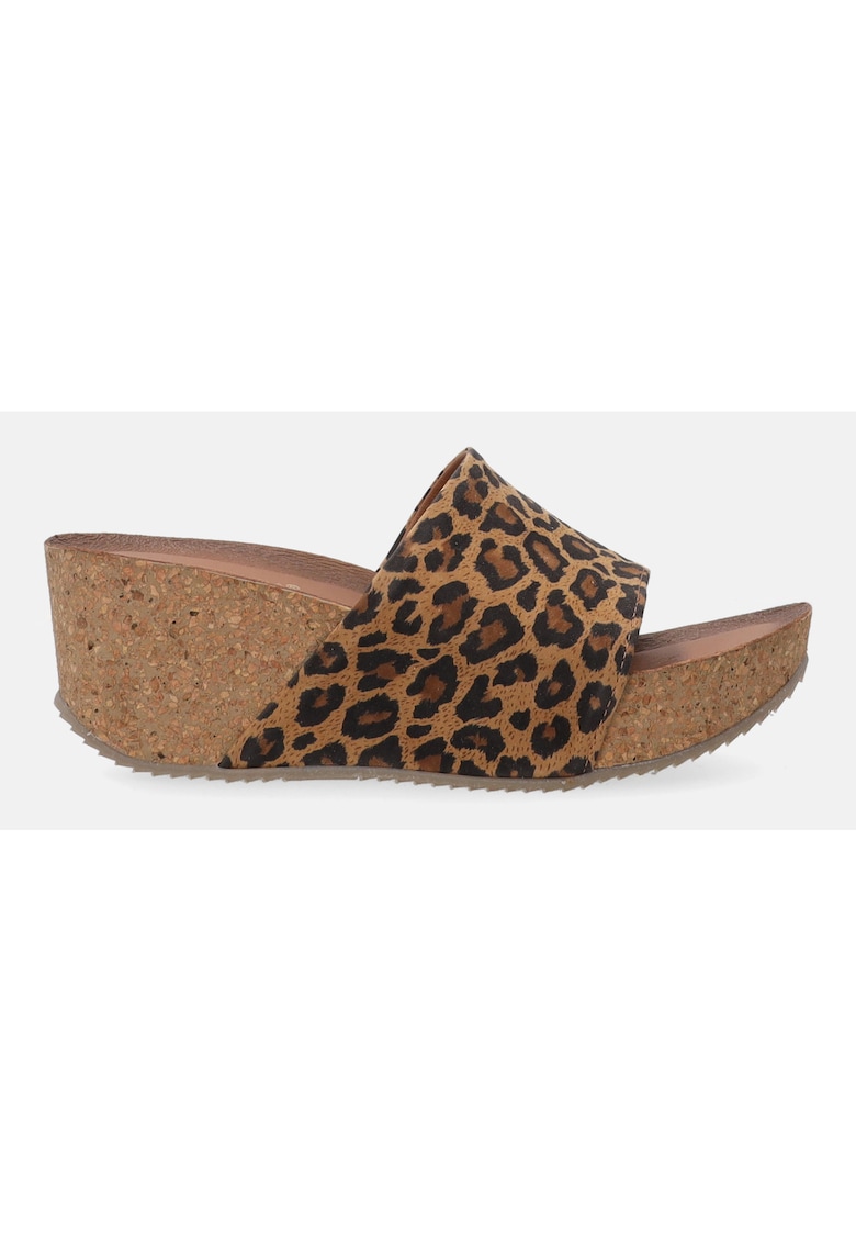Papuci din piele nubuc cu animal print