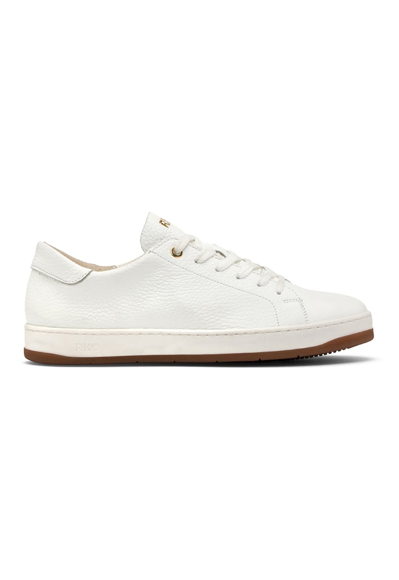Pantofi sport de piele cu sireturi - Maro deschis/Alb murdar