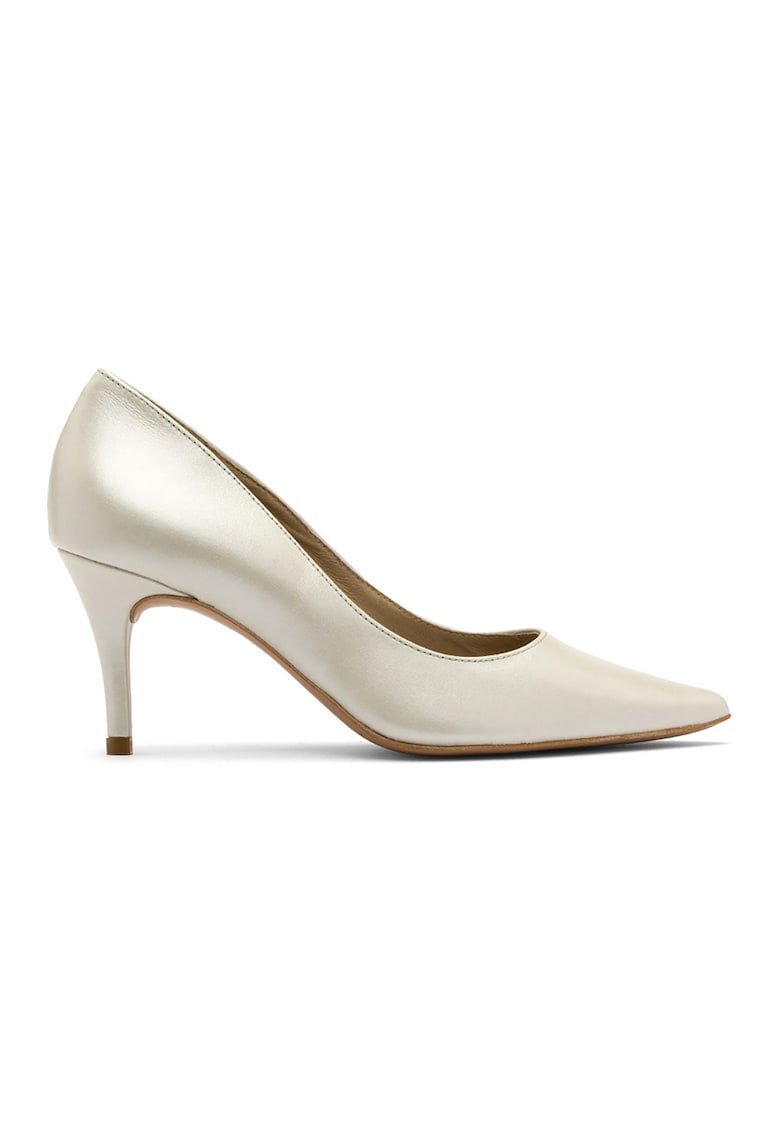 Pantofi de piele cu toc stiletto Ofelia - Alb murdar