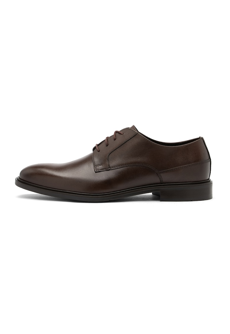 Pantofi derby de piele cu sireturi - Maro cognac