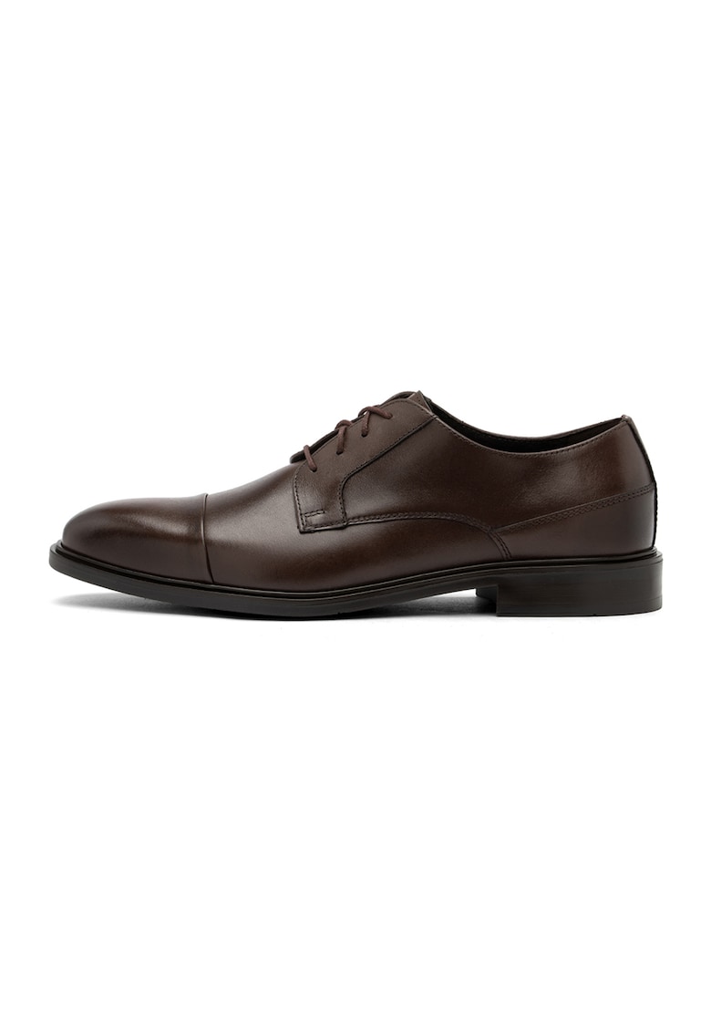 Pantofi derby de piele cu sireturi - Maro cognac