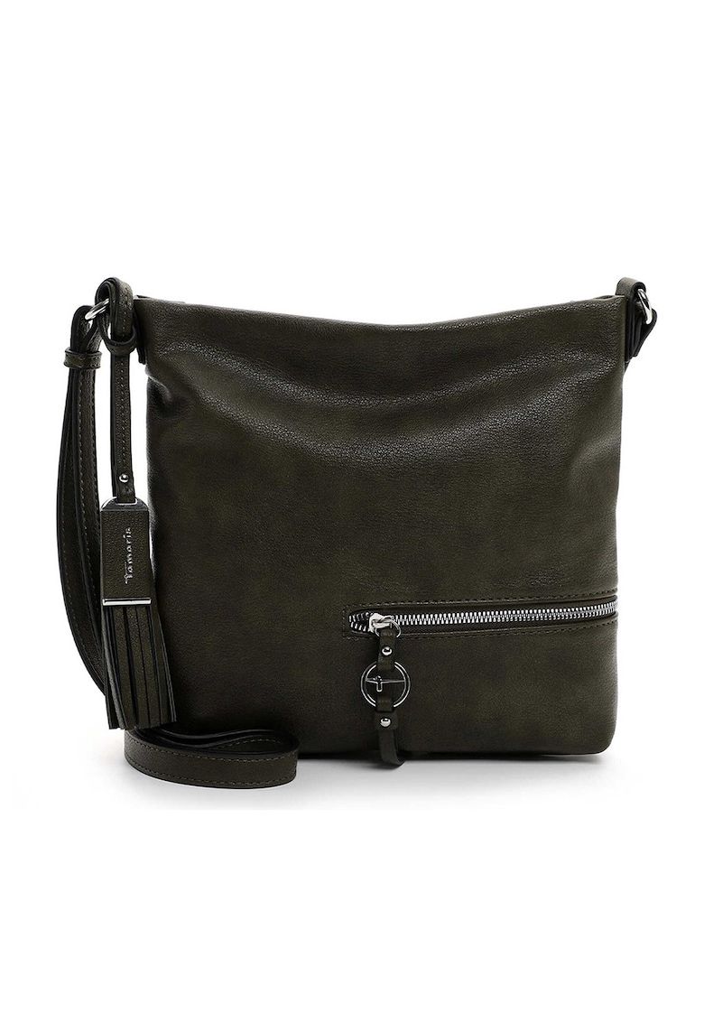 Geanta de piele ecologica cu bareta de umar si detaliu canaf