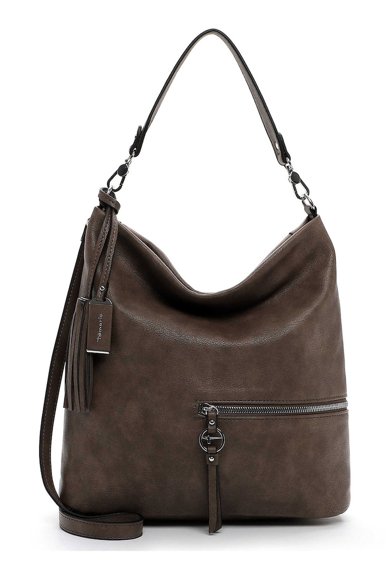 Geanta de piele ecologica cu bareta de umar si accesoriu canaf