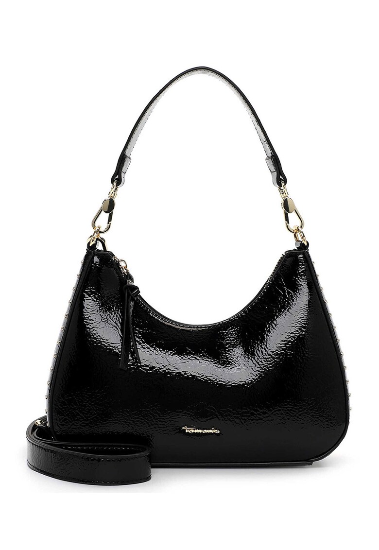 Geanta din piele ecologica cu bareta de umar si detalii metalice