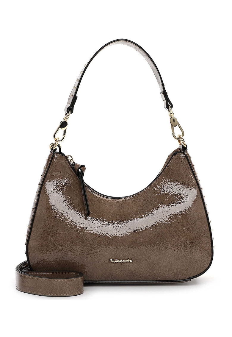 Geanta din piele ecologica cu bareta de umar si detalii metalice